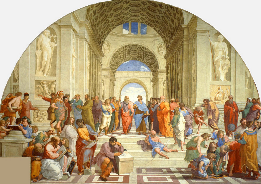 "School of Athens" Fresco by Raphael 1510-1511 showing his use of linear perspective.