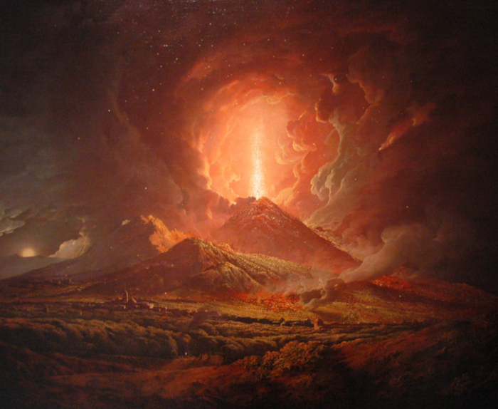 "Vesuvius from Portici" Oil painting by Joseph Wright 1734-1797