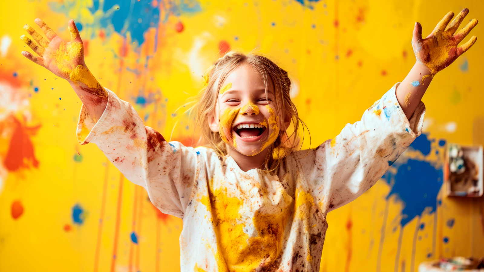 Little girl having a great time with the element of color in art!