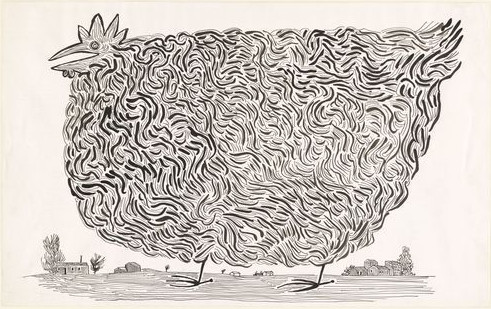 "Hen" 1945 Ink on paper by Saul Steinberg