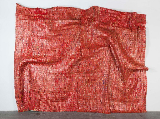 "Red block" by El Anatsui