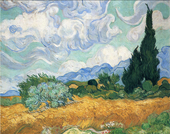 "Wheatfield with Cypress Tree" by Van Gogh.