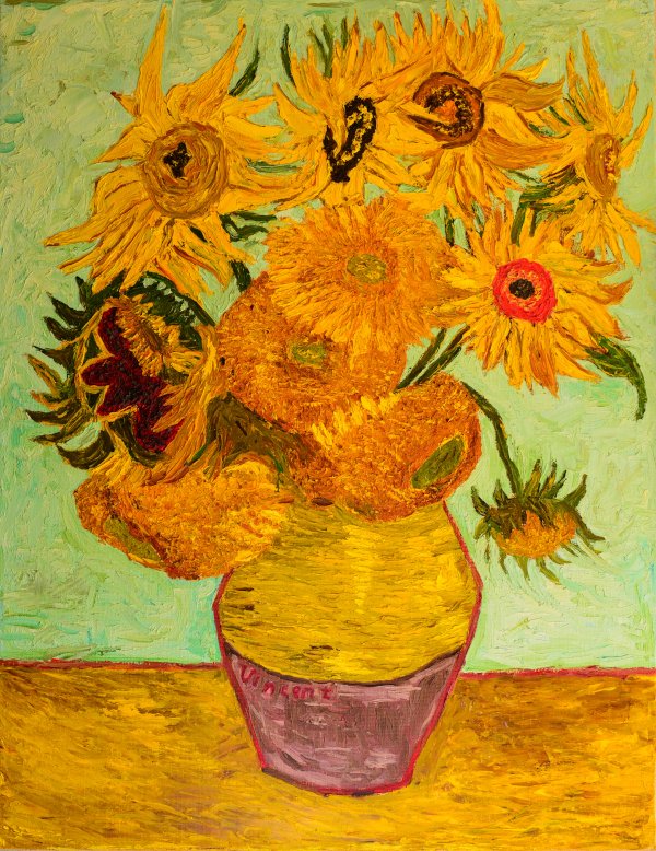 One of Van Gogh's vibrant sunflower paintings.